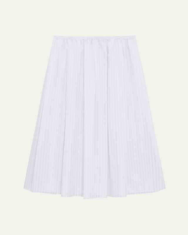 Stripe Pleated Midi Skirt